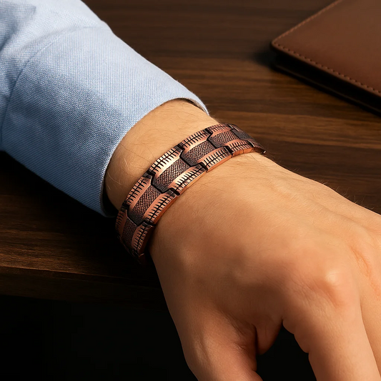 Pure Copper Men's High Quality Wristband with X3 Strength Neodymium Magnets