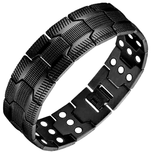 Mens High Quality Black Copper Wristband with X3 Strength Neodymium Magnets