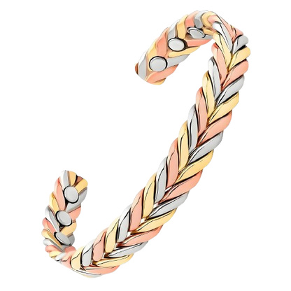 Tri coloured Pure copper Magnetic Braided Wellness Bangel